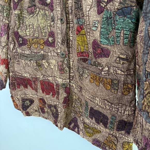 SACRED THREADS Cotton Embroidered Jacket Boho Artsy Animals Elephants Giraffes M - Picture 11 of 16